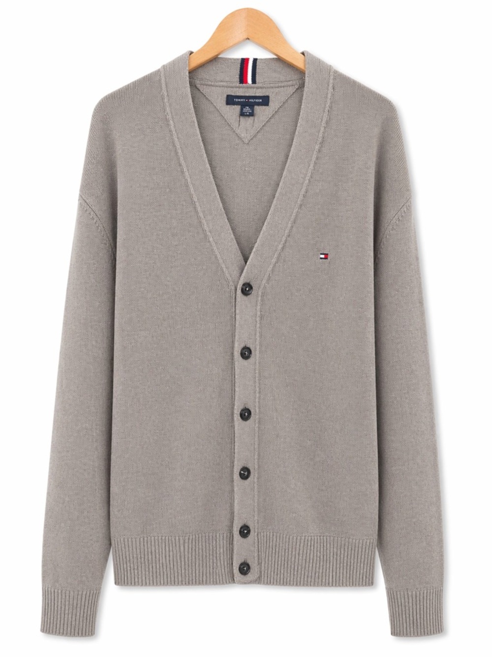 TOMMY HILFIGER knit cardigan sweater button front gray XL